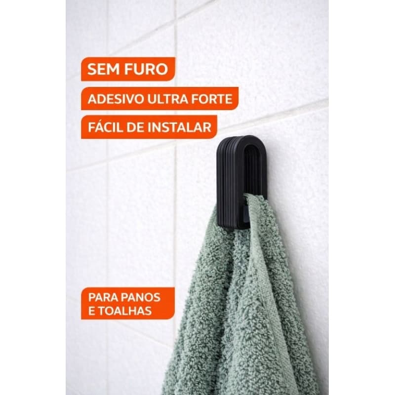 Suporte Porta Toalha Adesivo Sem Furo Ultra Forte | Para Toalhas e Panos Banheiro Cozinha Kit 2 3 4 Unidades