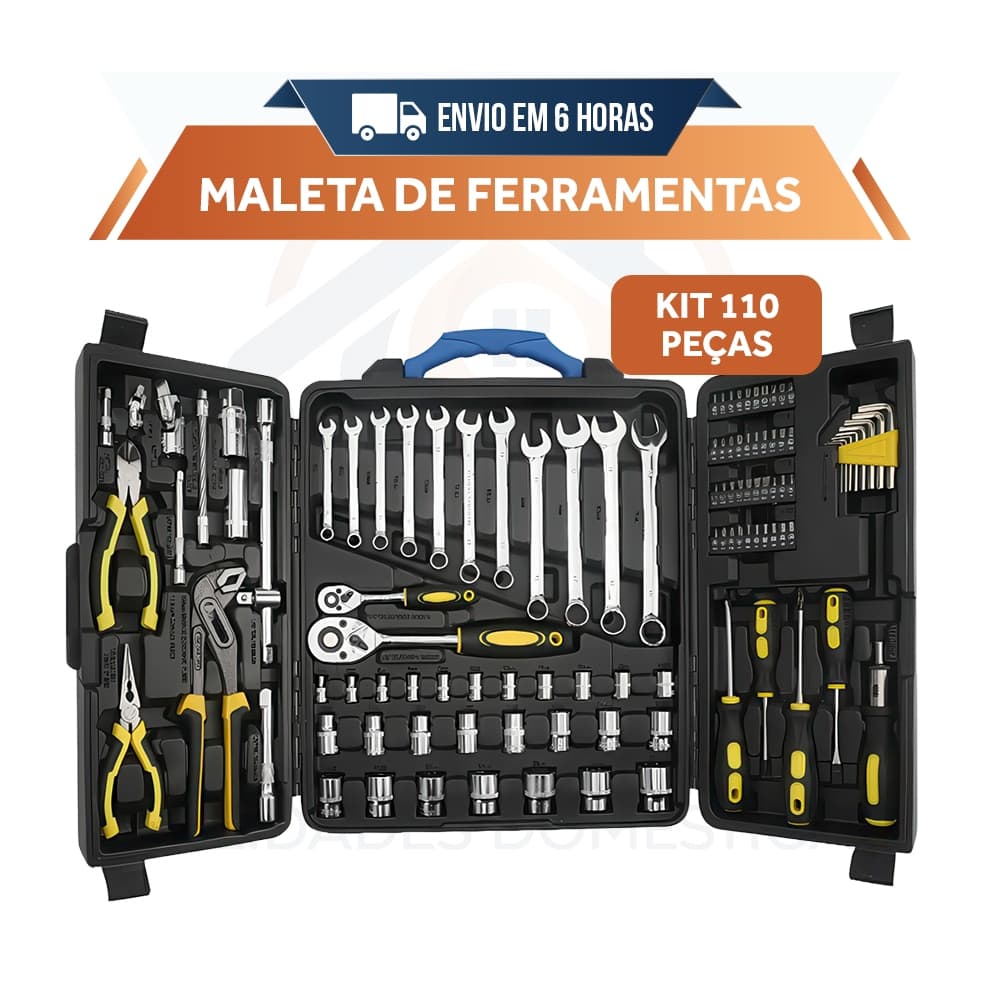 Kit Com 110 Peças De Ferramentas Aço Cromo Vánadio Alicate Bits Chave Qualidade Profissional Maleta