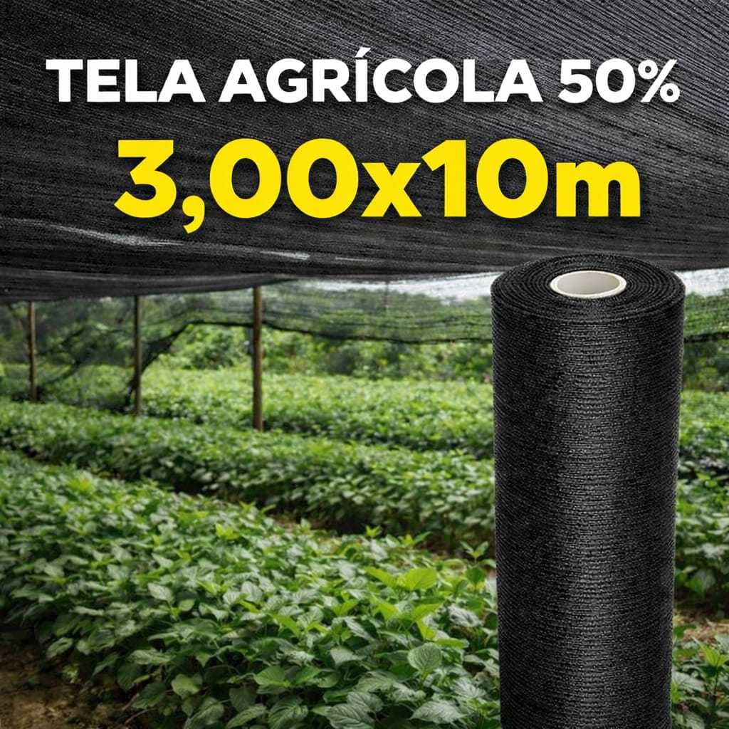 Tela Sombrite Preto 50% 3 x 10 Sombreamento Horta  Viveiro de Mudas Jardim  Laterais Flores