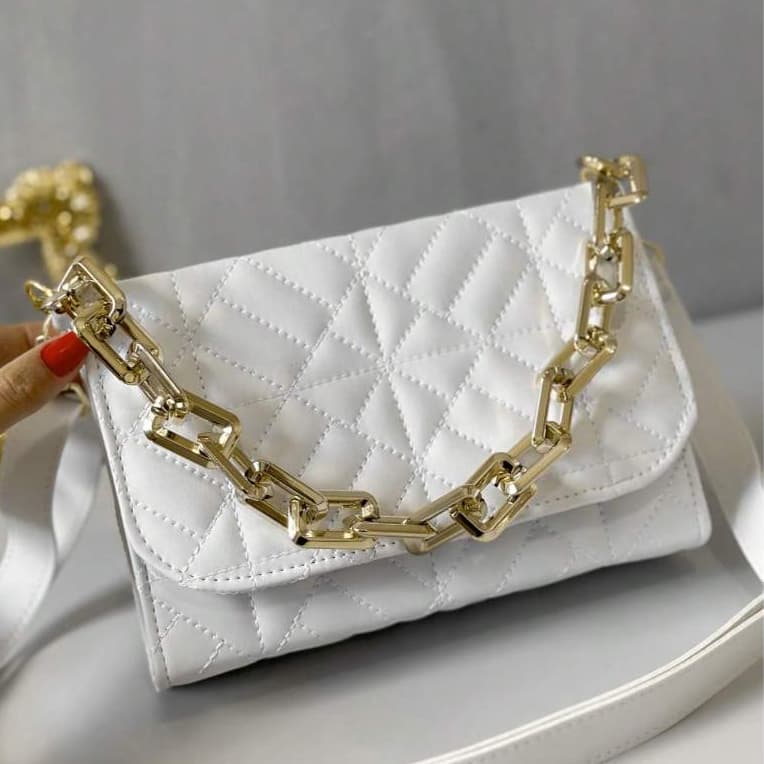 Bolsa Feminina Luxo Alça Corrente De Mão E Transversal