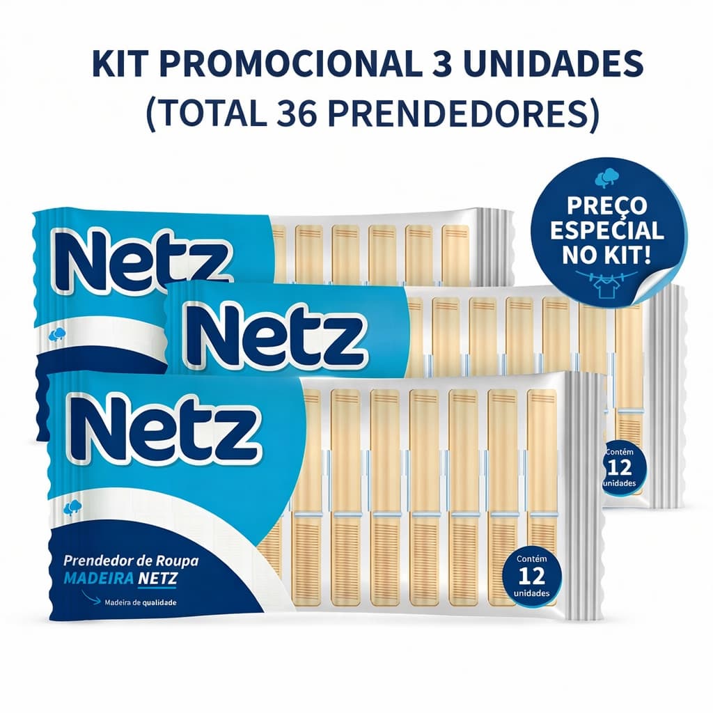 Kit Prendedor 36 Unidades de  Madeira