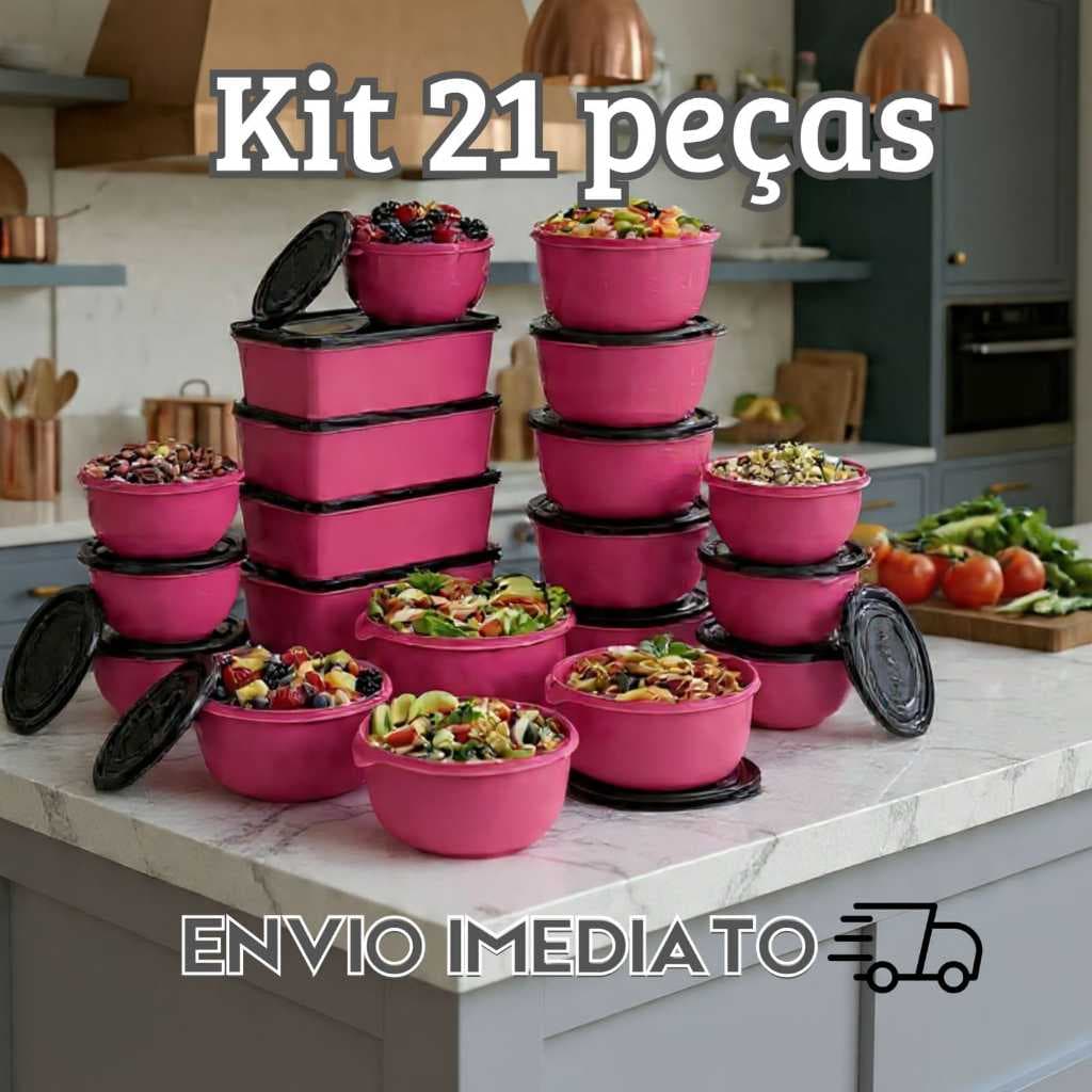 Kit 21 potes -> Linha Premium -> Marmitas fitness para dia a dia -> cores variadas