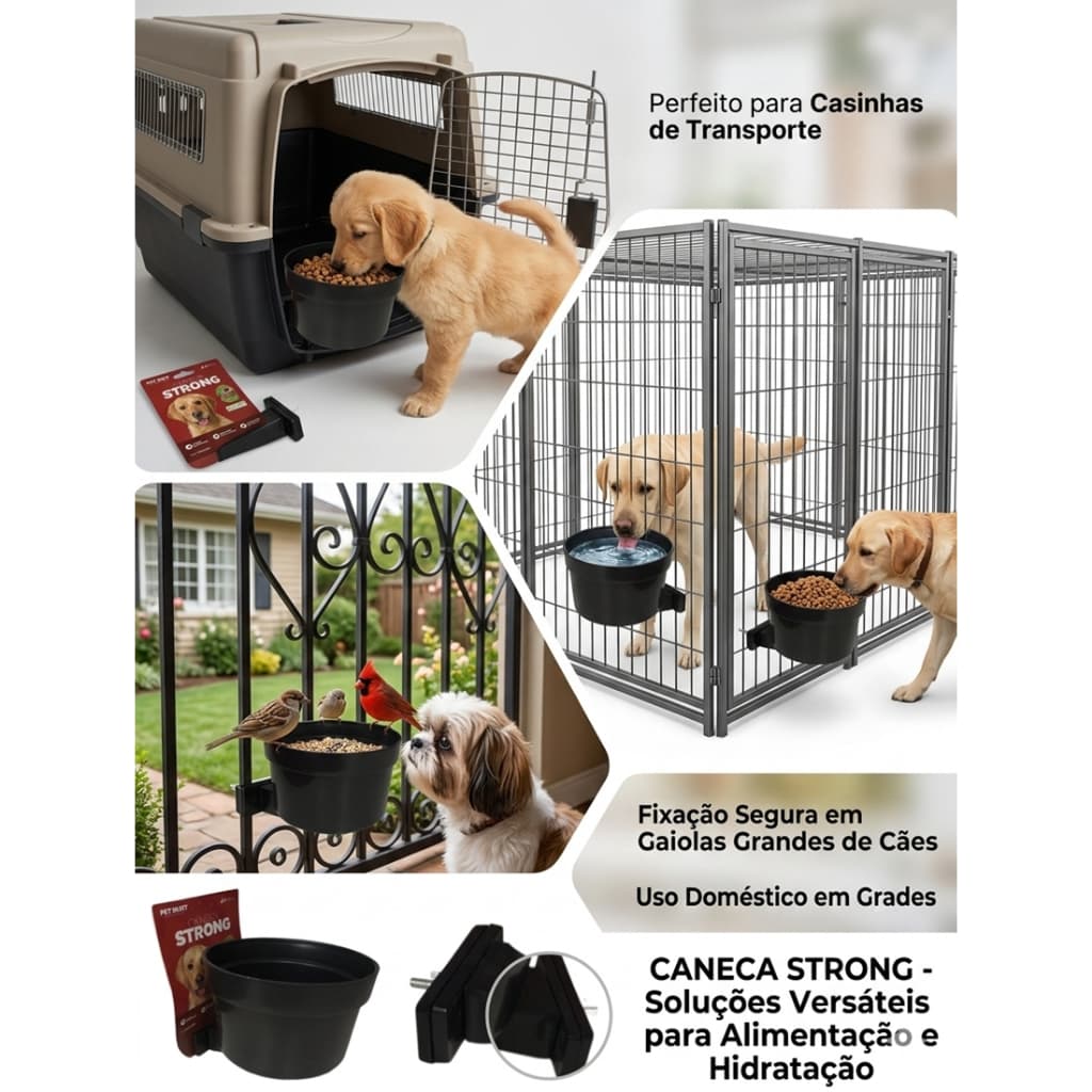 Comedouro e Bebedouro Acoplavel  Cão Gato Pets Aves Caixa de Transporte
