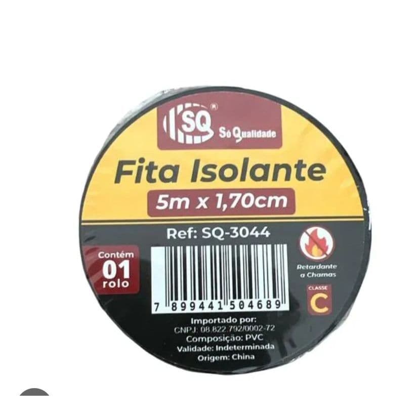 Fita Isolante Elétrica SQ Preta 5m Anti Chama