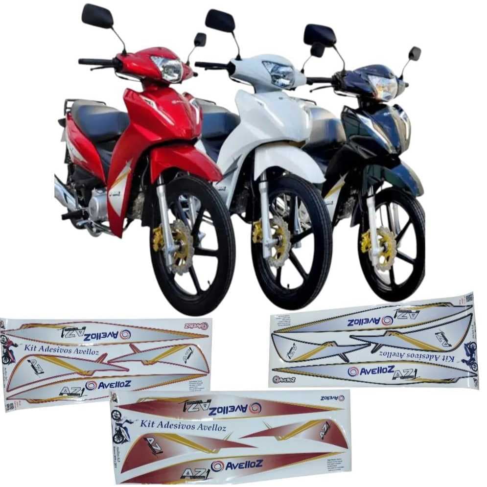 KIT FAIXA COMPLETO AVELLOZ AZ1 20/24 MOTO PRETO/VERMELHO/BRANCO