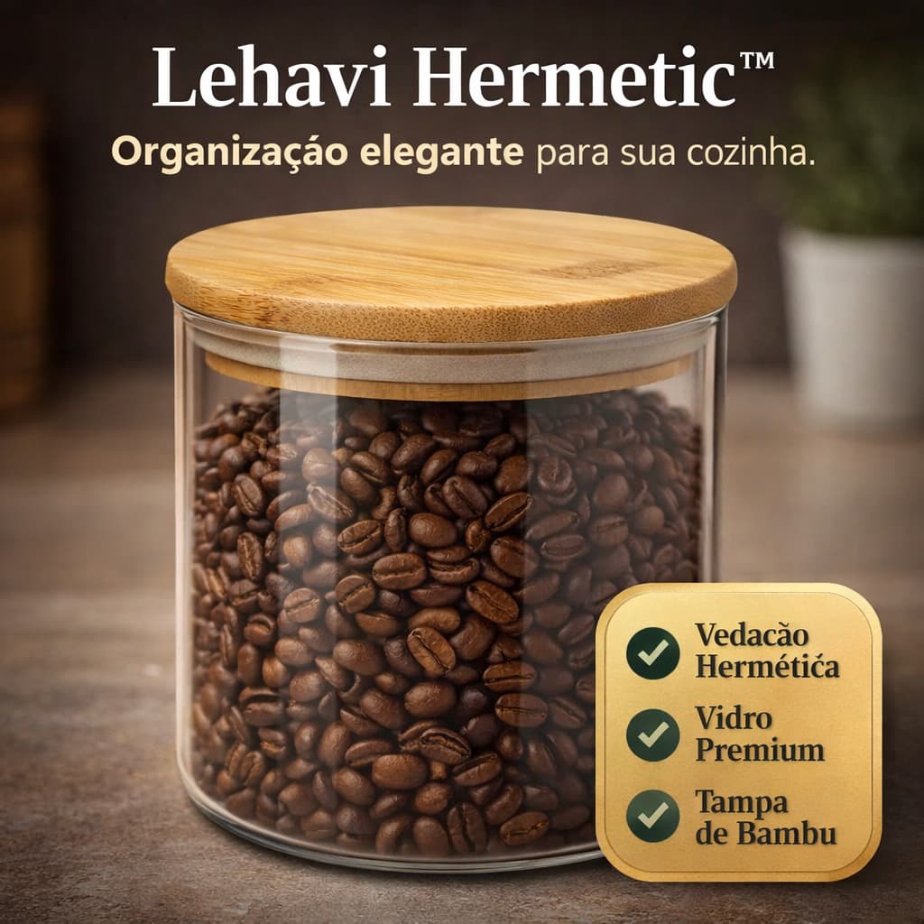 Lehavi Hermetic™ — Pote inteligente que transforma, organiza, conserva e da elegância a sua cozinha.