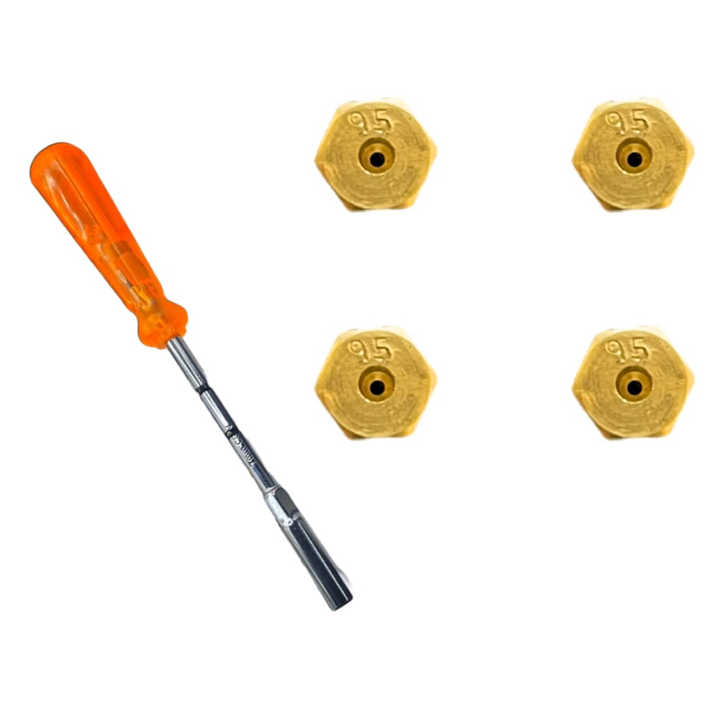 Kit 4 Bicos Injetores Conversão GLP Para GN Cooktop 4 Bocas Gás Encanado