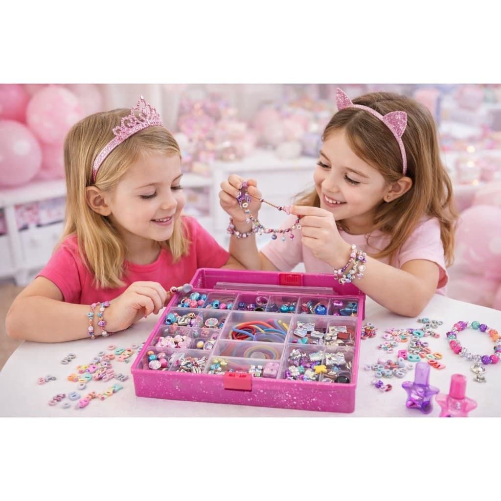 Brinquedo Infantil Menina Maleta de Miçangas Para Fazer Pulseiras Colares