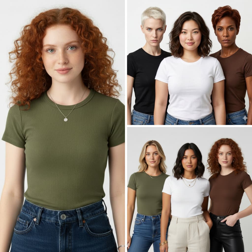 Kit 3 Baby Look Feminina 100% Algodão Leve Confortável Estilo Básico Moderno