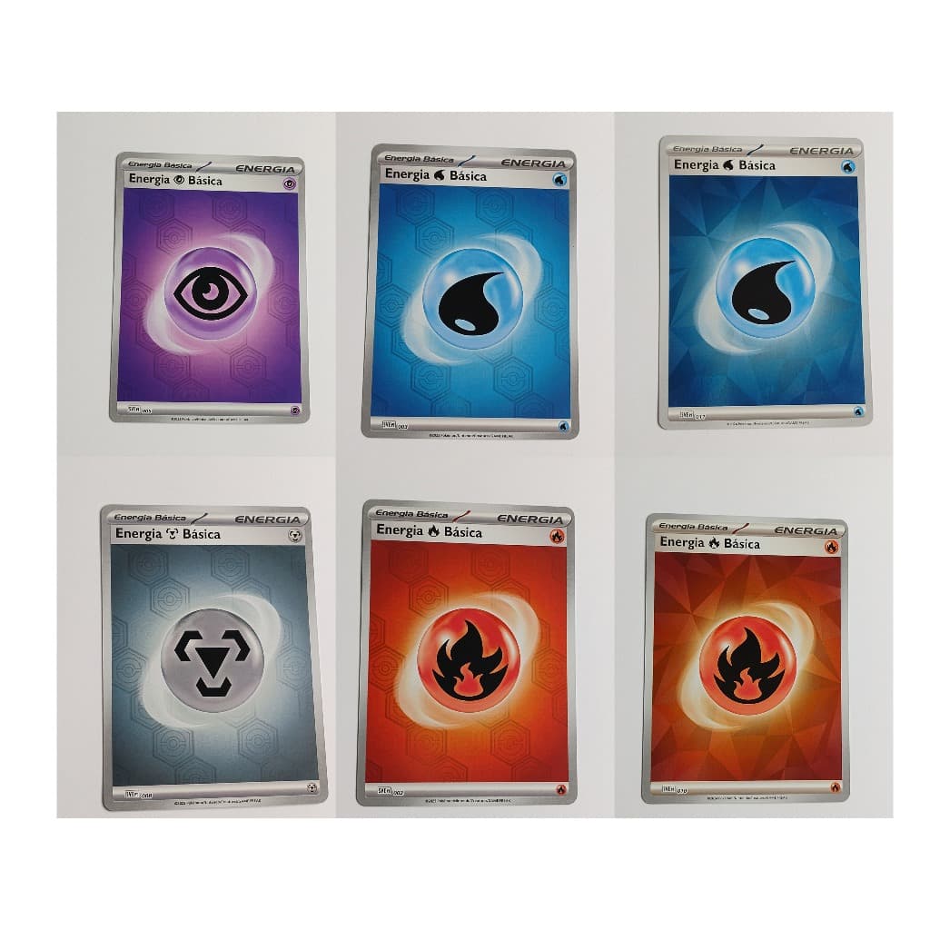 Kit 8 Cartas de Energia Foil de Pokémon Estampas Ilustradas TCG Trading Card Game Copag