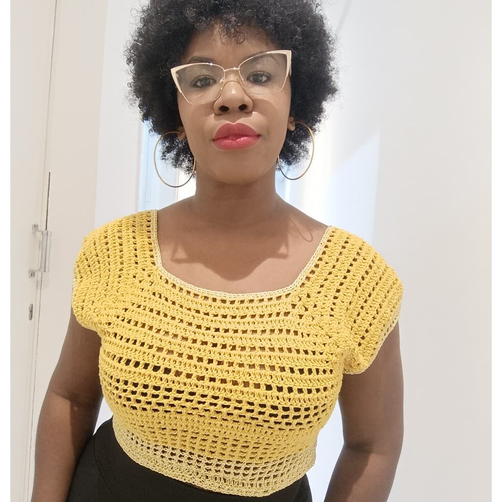 Blusa Feminina Cropped Blusa de Croche Artesanal Delicado