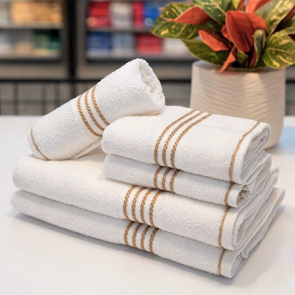Toalhas banho e rosto, branco, 100% algodão, 400g, detalhes na barra, toque super macio, elegante, Majestosa Casa.
