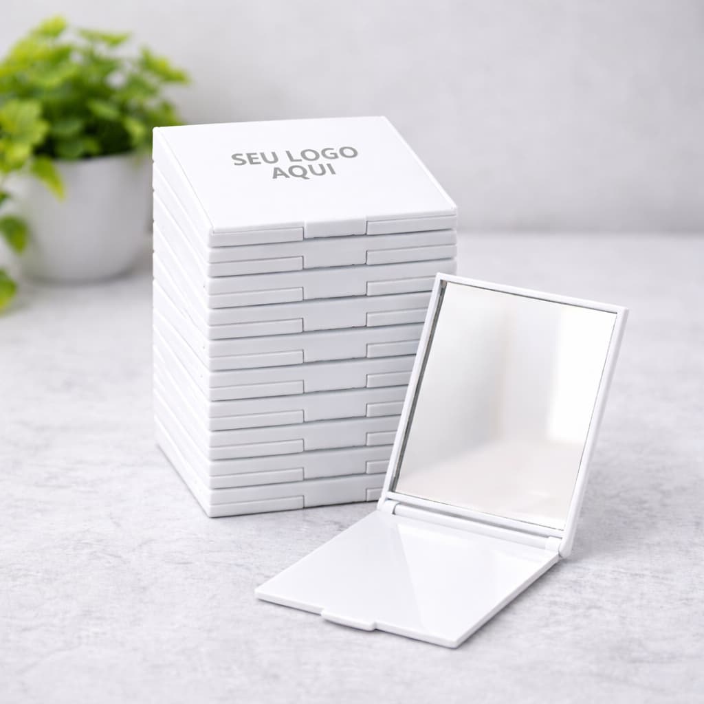 Kit 10 Espelhos de Bolsa Personalizados com Logo – Compacto e Elegante