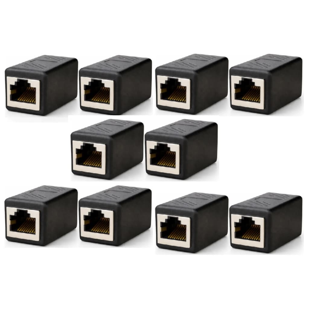 Kit 10 Emenda Rj45 Conector Rede Extensor Cat5 Cat6 Fêmea