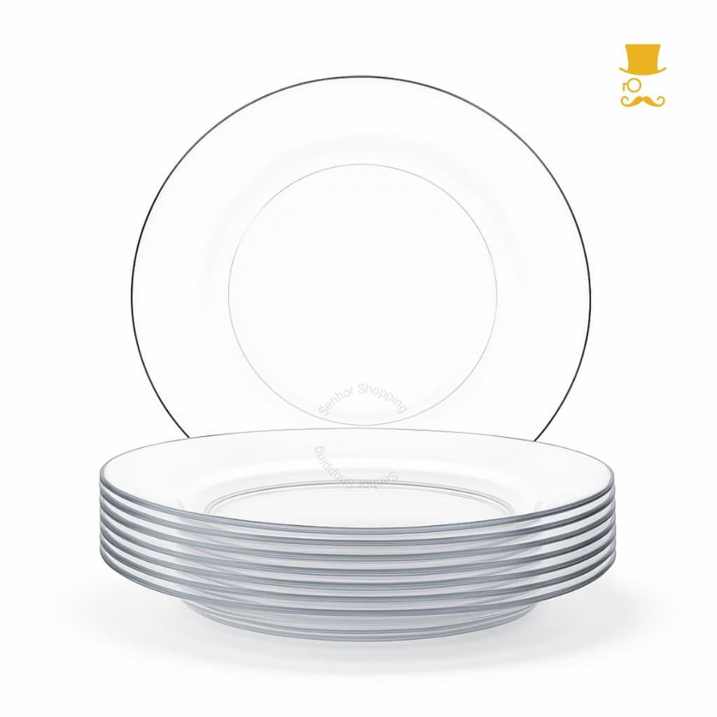Conjunto Jogo de Pratos de Vidro Liso Fundo Transparente Jantar Mesa Posta Duráveis e Versáteis