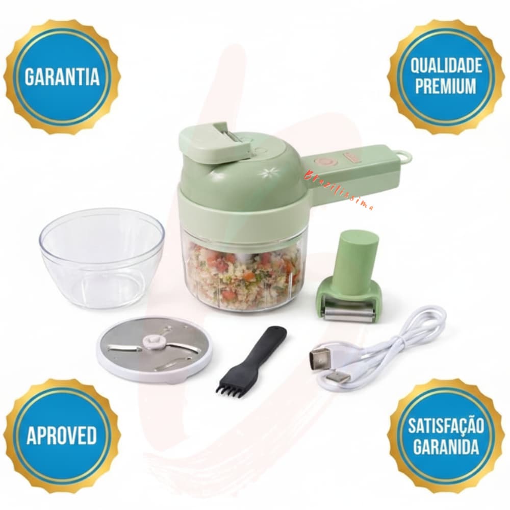 Processador Triturador Cortador Elétrico Alimentos Multifuncional 4 em 1 Vegetais E Carnes Alho