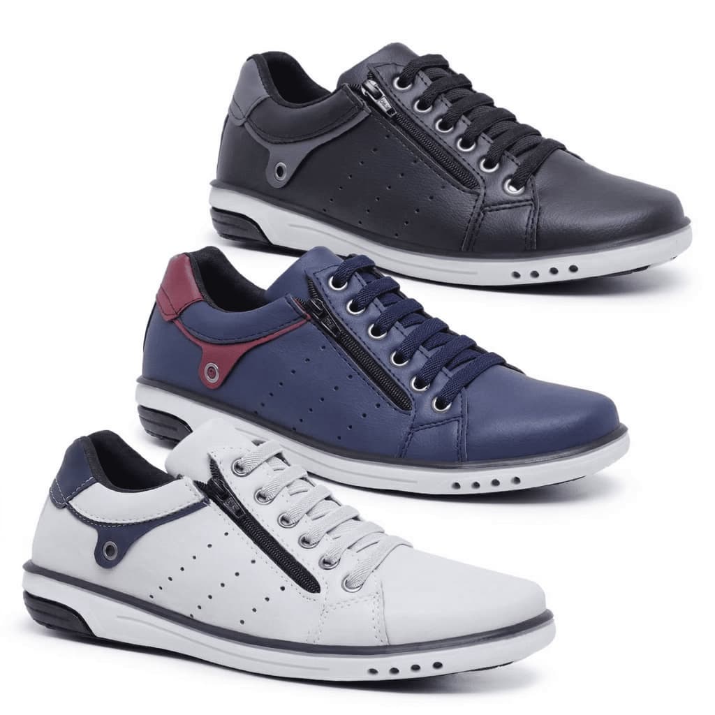Kit 3 Sapatênis Masculino Star Fox Casual Fechamento Elástico e Zíper A6