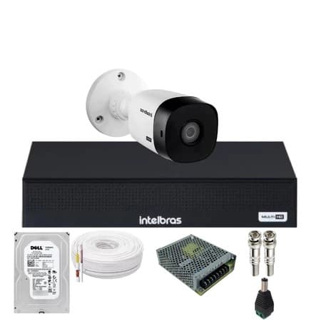 Kit Camera Externa Bullet vhl 1120b Hd 720p Dvr Intelbras C/Hd 250GB