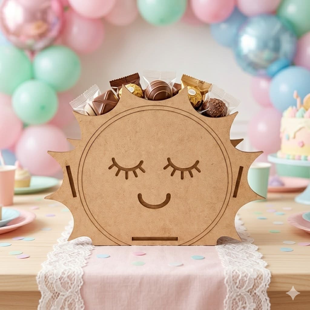 Kit Aniversário Sol em MDF Centro de Mesa Minimalista para Decorar e Presentear com Estilo