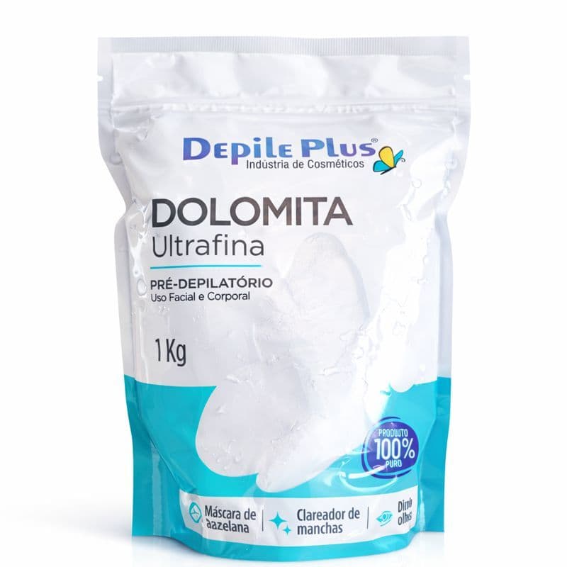 Talco em Pó de Dolomita Para pré Epilação Depile PLUS 1kg ideal para Pré Depilação no lugar do Talco