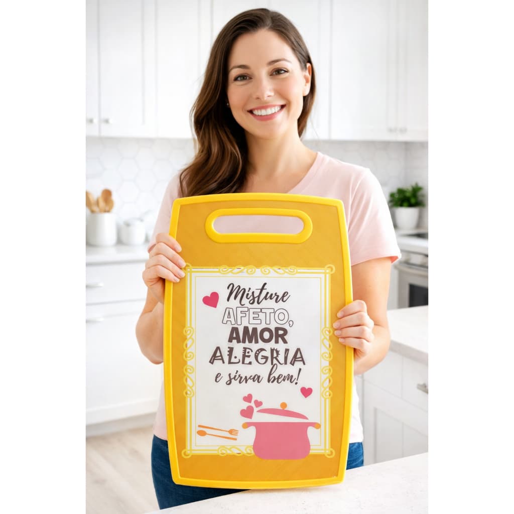 Tábua De Corte Carne Plástica Decorativa Cozinha Com Frase Carinhosa presente  Dia Das Mães