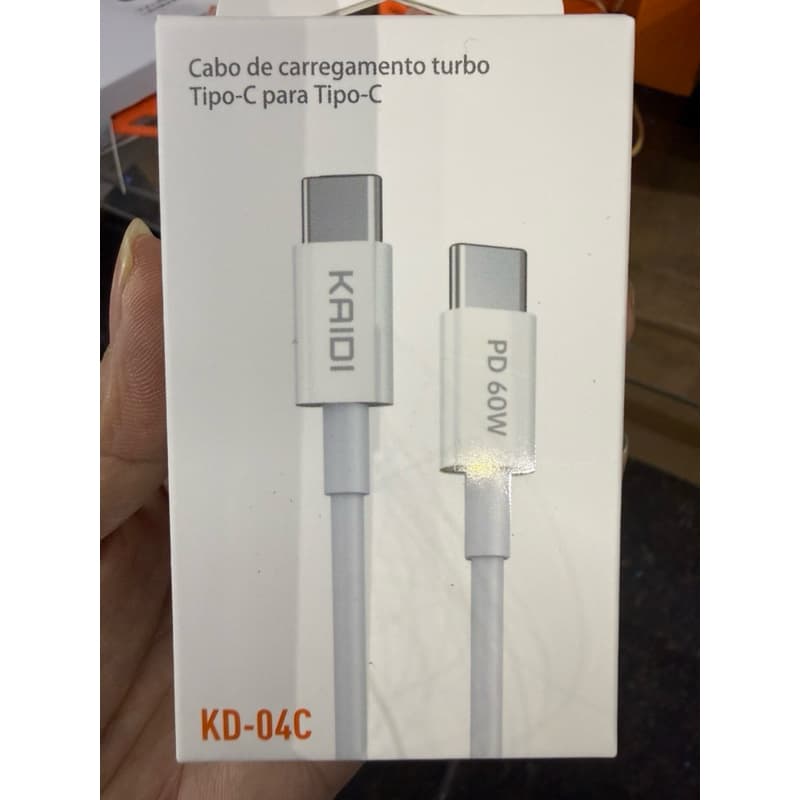 Cabo de carregamento turbo Tipo-C para Tipo-C KAIDI PD 60W KD-04C Cabo Tipo-C para Lightning PD 30W KD-04A