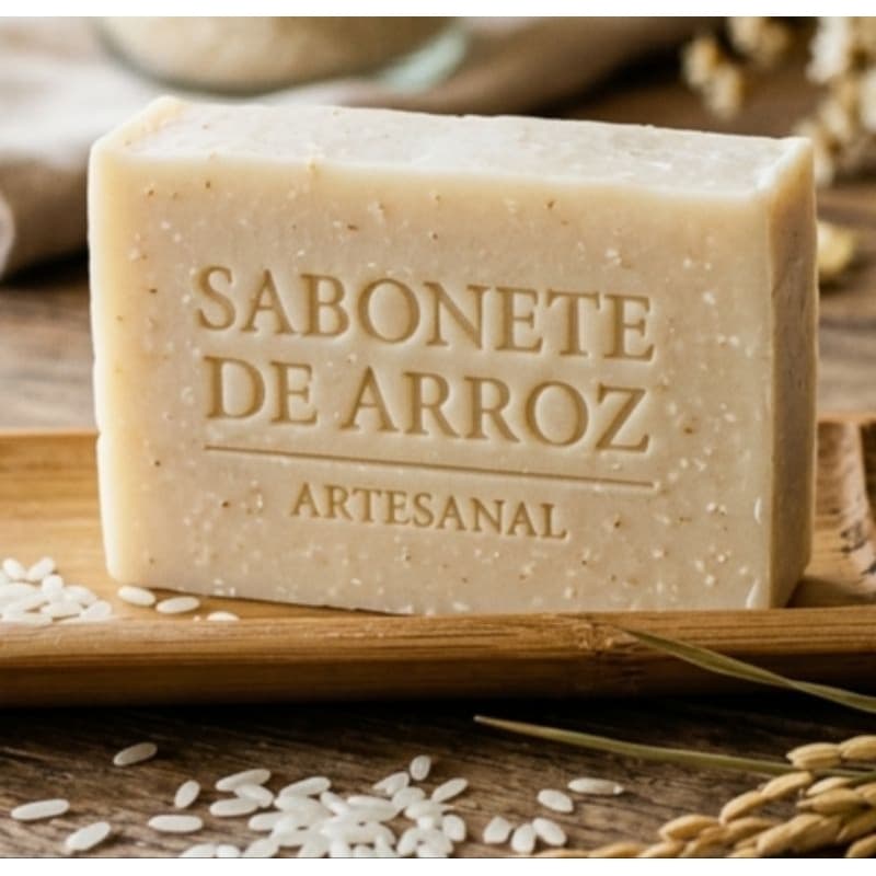 sabonete natural de arroz, clareador de manchas e hidratante