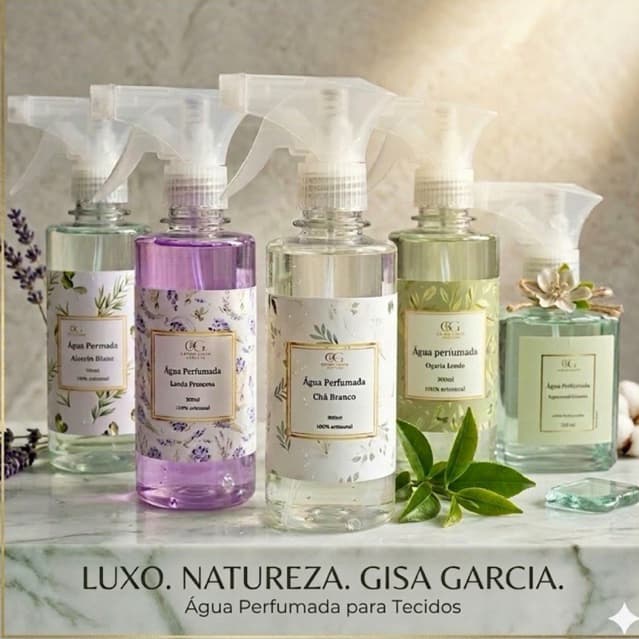 Água perfumada Chá Branco - Lavanda- Alecrim - Bamboo M.M- Perfume para tecidos 300ml