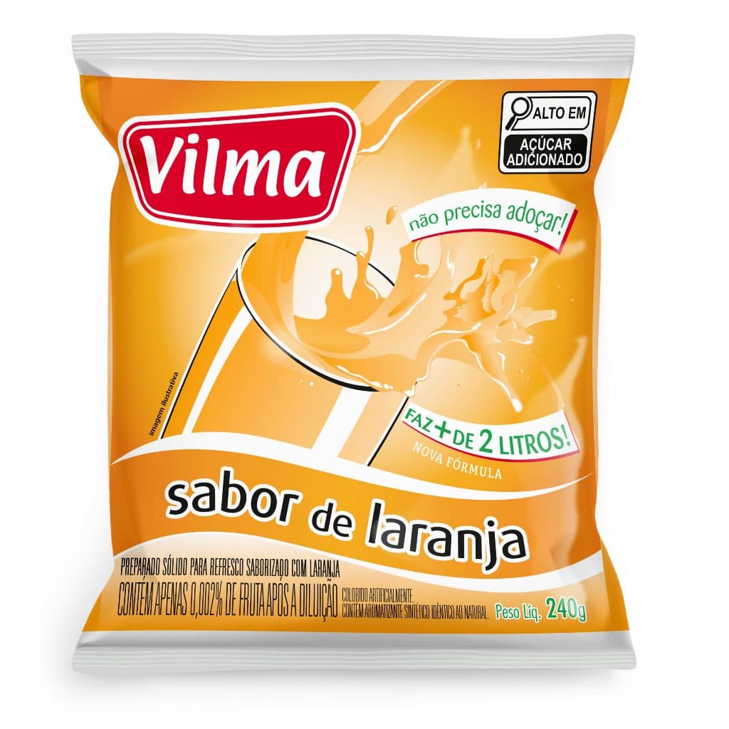 Sucos Refresco Pó Vilma 240g Combo Com 10 Unidades Adoçado.