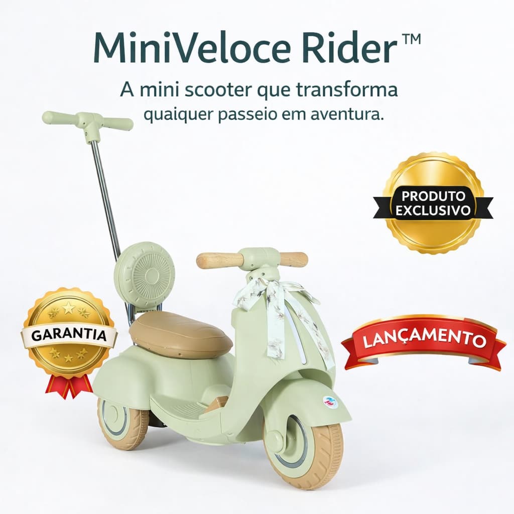 Moto Elétrica Infantil 6V Mini Veloce Ride com Empurrador e Controle Parental Scooter Infantil Verde