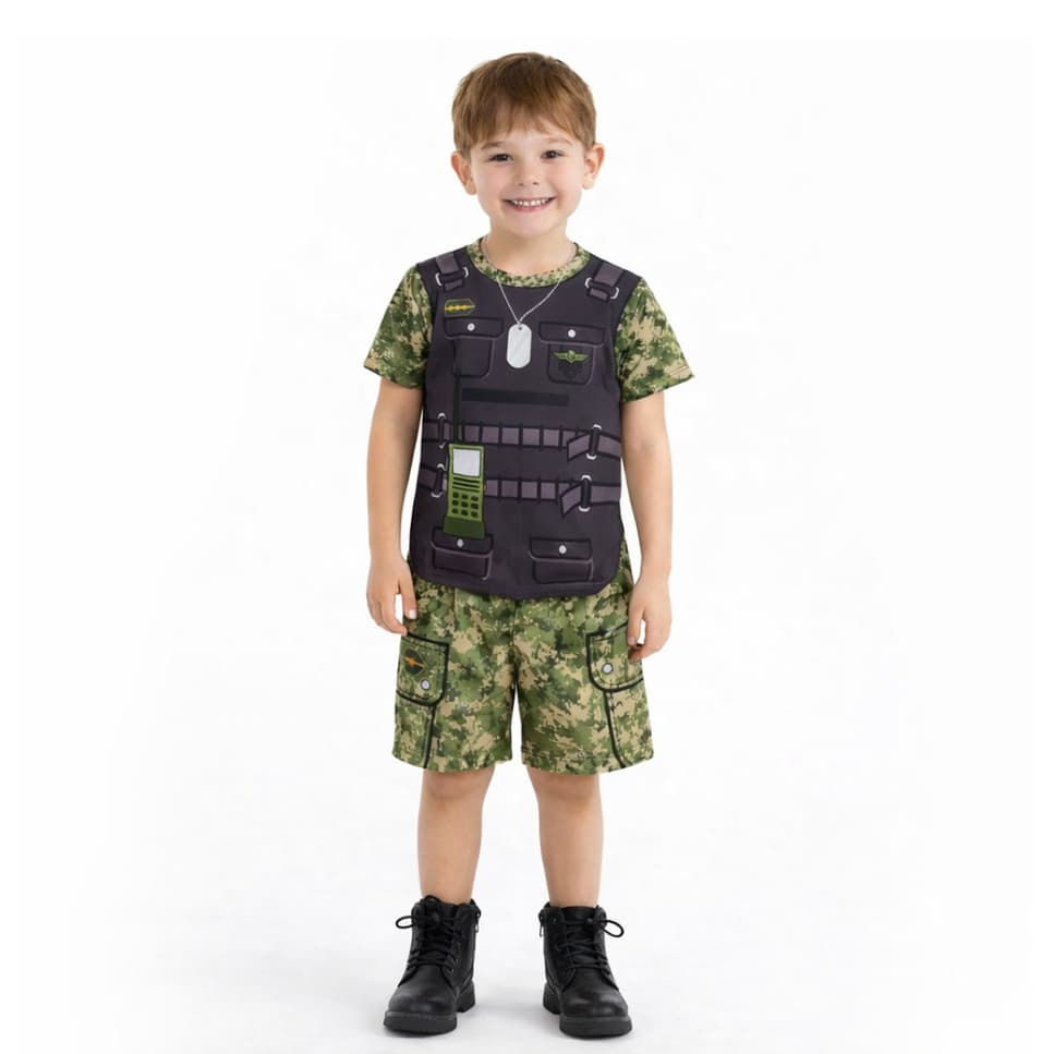 Fantasia Policial Militar Infantil Menino Roupa Polícia Criança Carnaval Festa