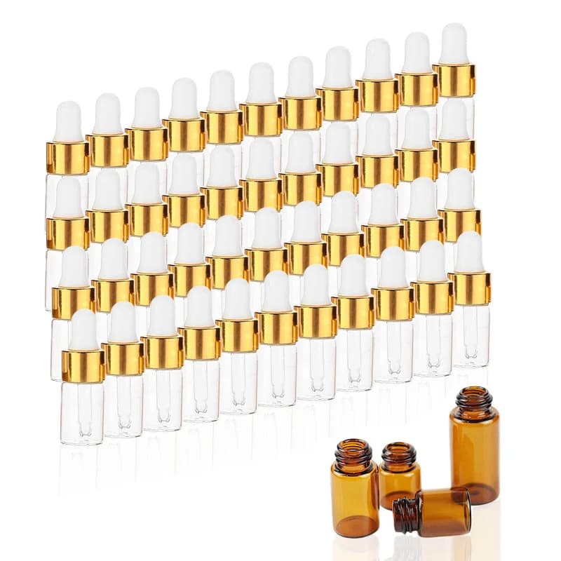 100 Pcs 1/3/5ml Mini Garrafa Conta-Gotas De Vidro Em Massa Transparente Frascos Óleo Essencial Pequenos Recipientes