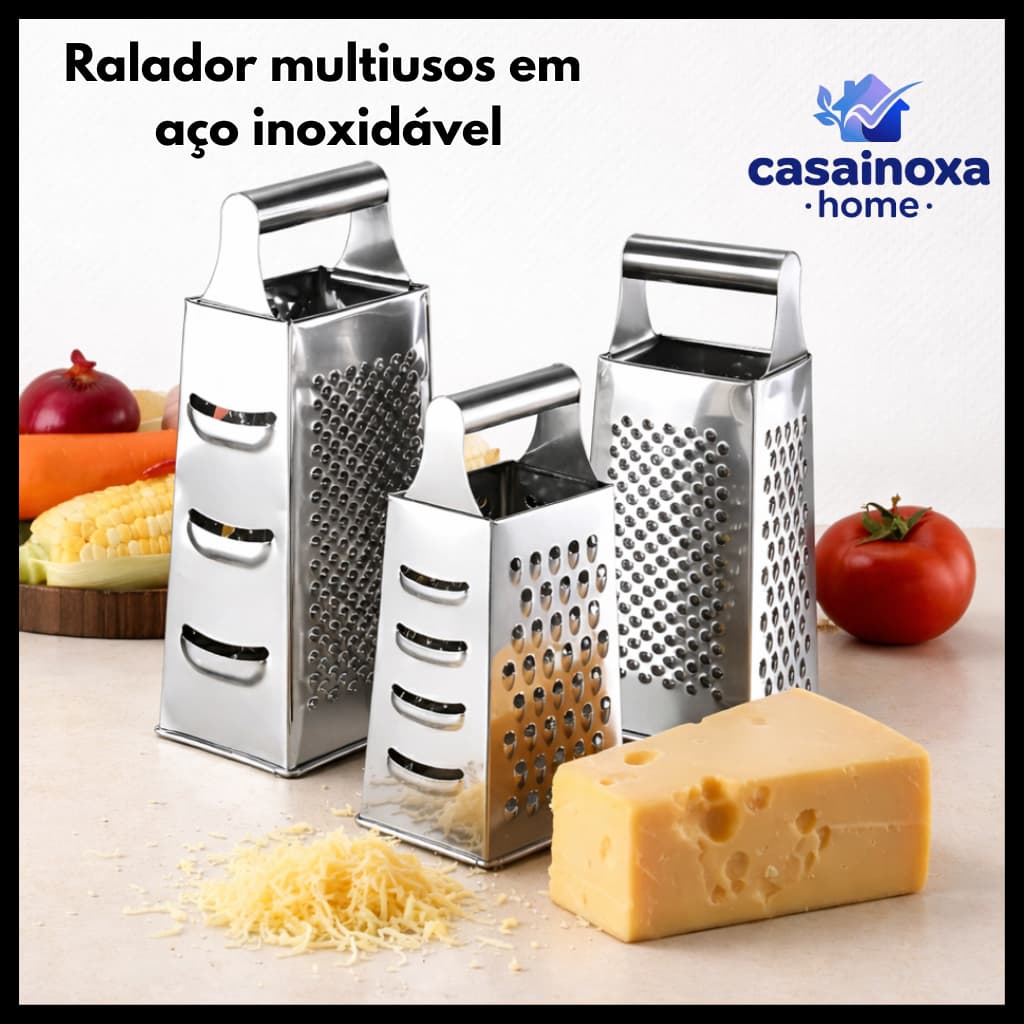 Ralador 24cm Aço Inox 4 Faces Resistente Cozinha Para Verduras Legumes Queijo Multiuso