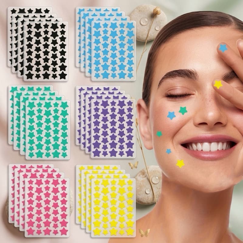 Adesivo Anti Acne Estrela Hidrocoloide para Espinhas – Secativo Facial Tratamento Rápido para Cravos e Acne