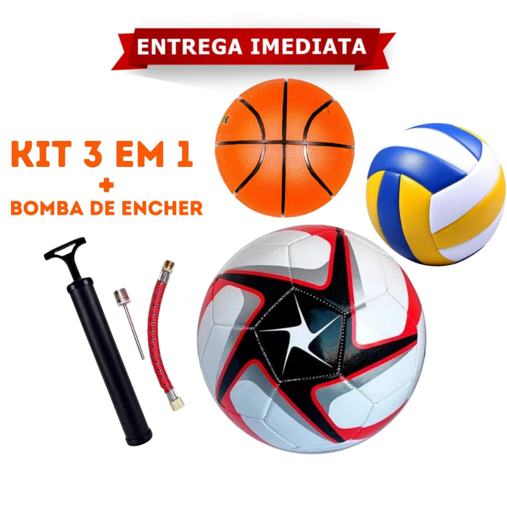 Bola De Fotebol Volei Basquete Com Bomba Oficial