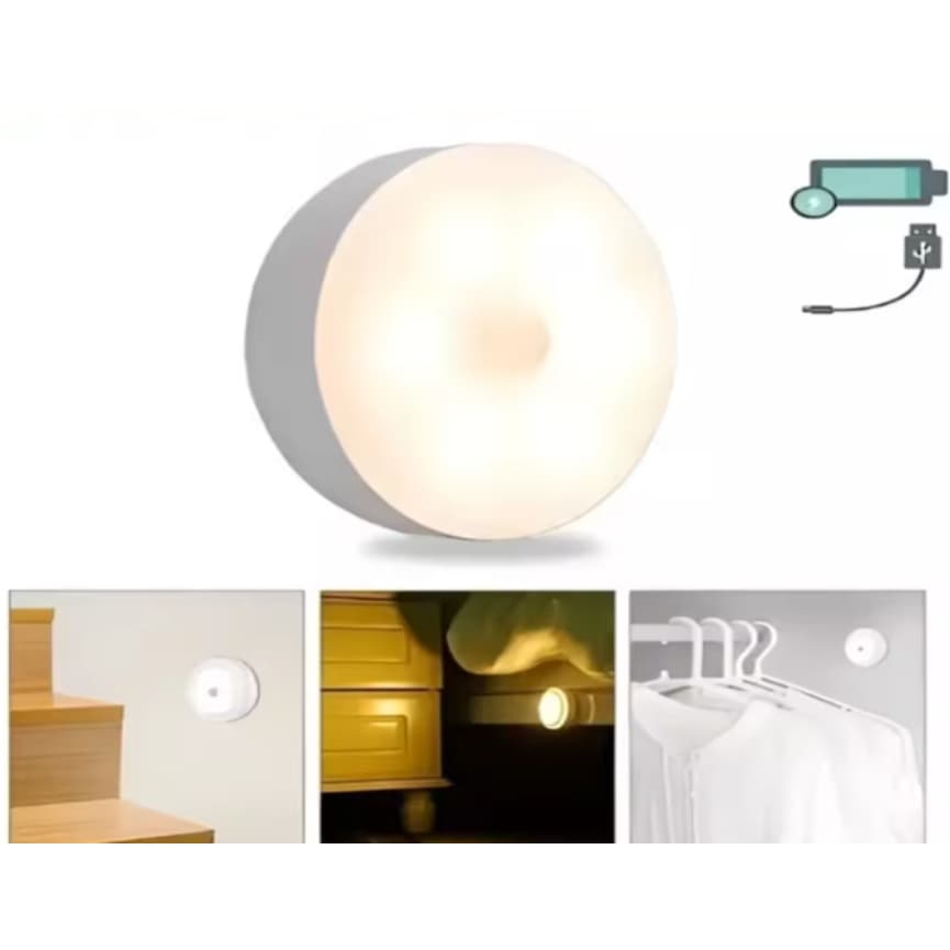 Lâmpada LED Inteligente Sem Fio Sensor de Movimento Recarregável USB Armário Escada Corredor
