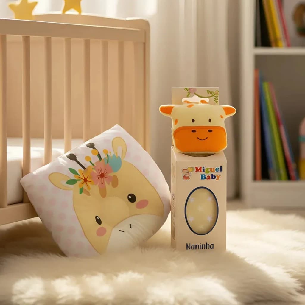 Kit para maternidade 2 peças para menino e menina travesseiro e naninha com prendedor de chupeta bebê