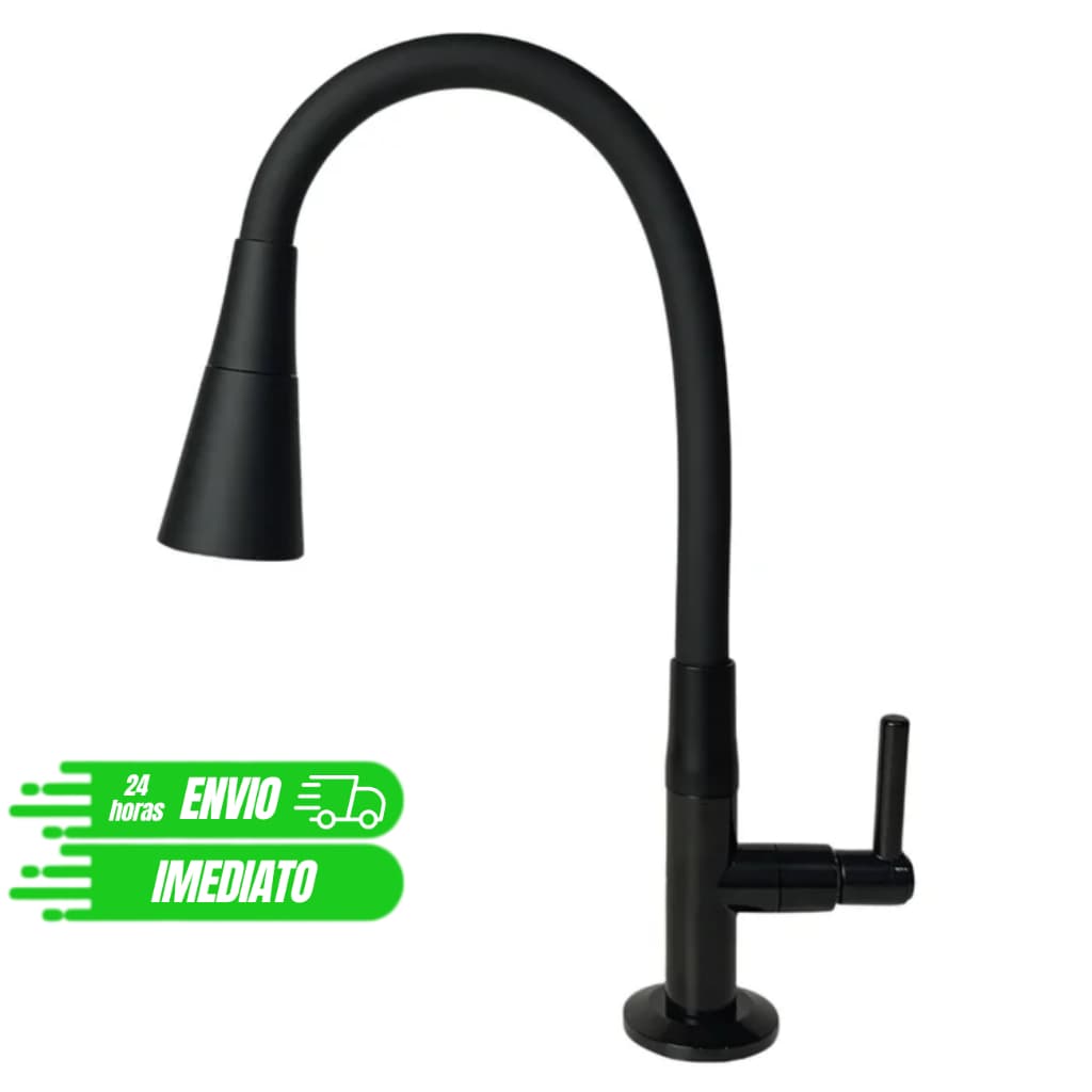Torneira De Cozinha Gourmet 2 Jatos Chuveirinho Flexível Preta Para Pia De Mesa Bancada