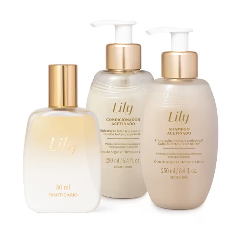 kit Lily Cabelos: Shampoo 250ml + Condicionador 250ml + Spray Perfumado 50ml