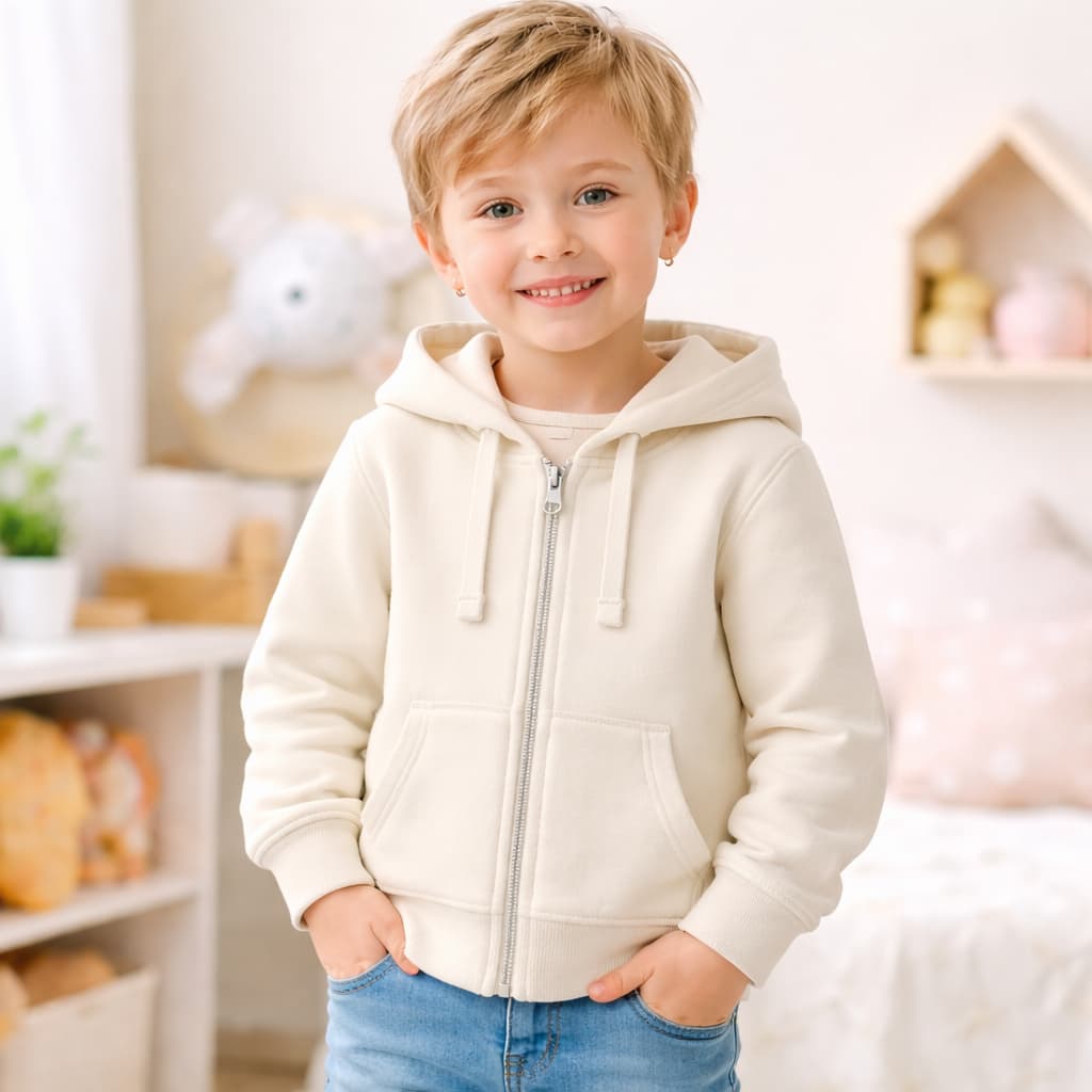 Moletom Infantil Off White Com Capuz Bolso Blusa Casaco Menina Menino
