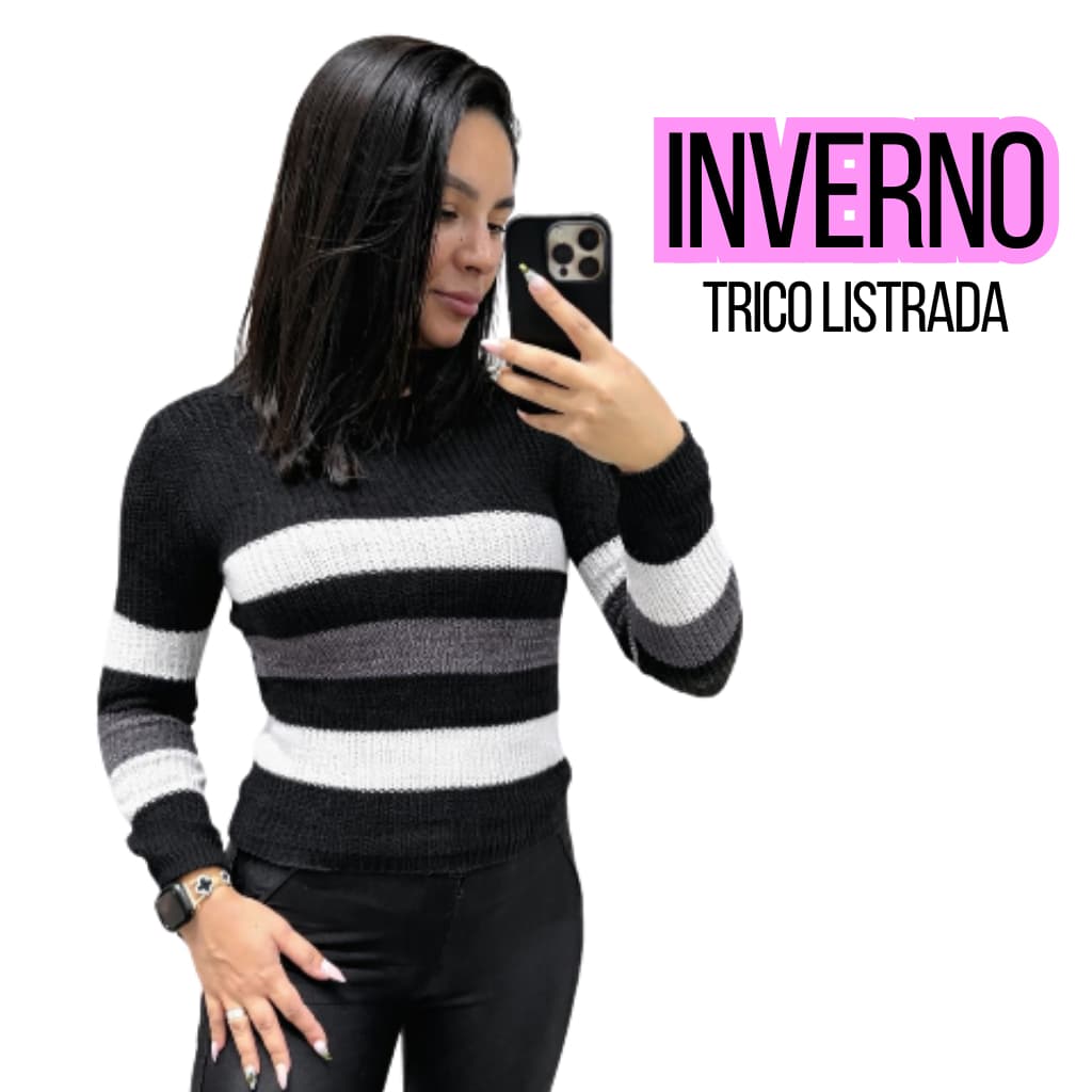 Blusa Feminina Listrada Tricot Tamanho Unico