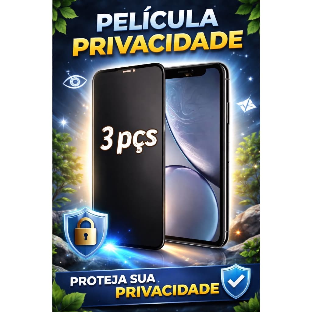 Película de Privacidade Kit de 3 Películas Iguais de iPhone X/11/12/13/14/15/16/17/Pro/Pro max/Plus