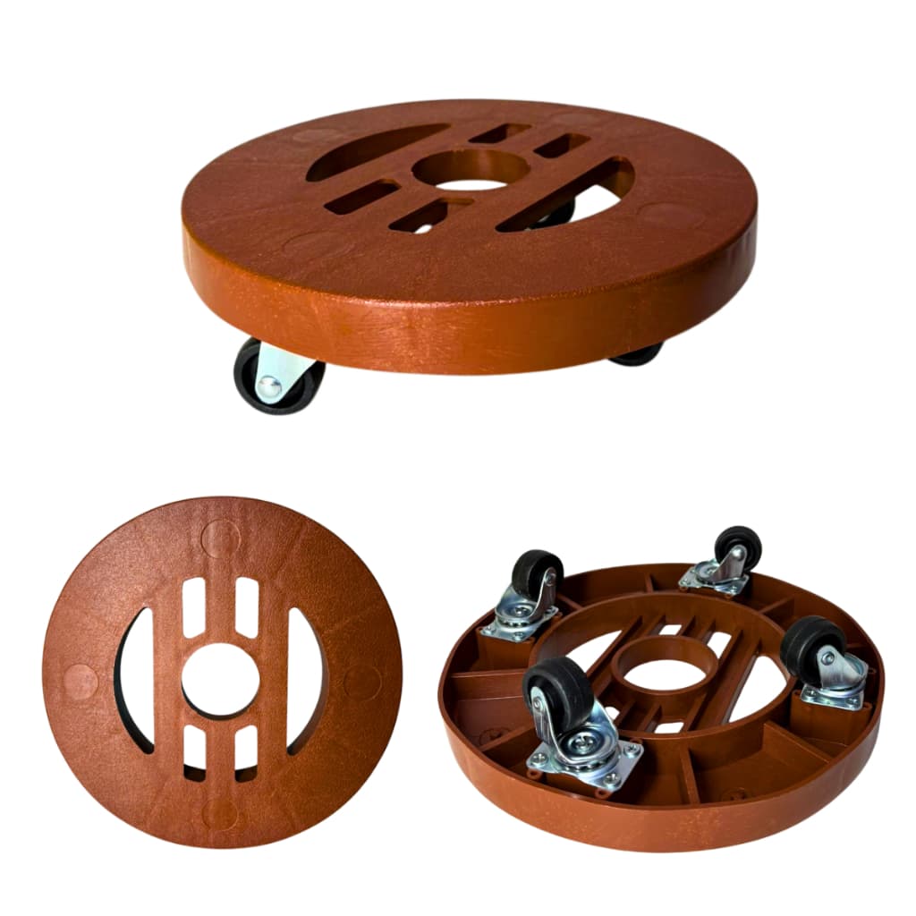 Suporte Para Vaso de Planta com Rodinhas Preta 24cm