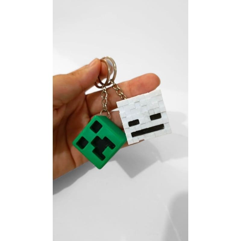 Chaveiro Personagens Geek Creeper Esqueleto Minecraft infantil. Pingente Mochila