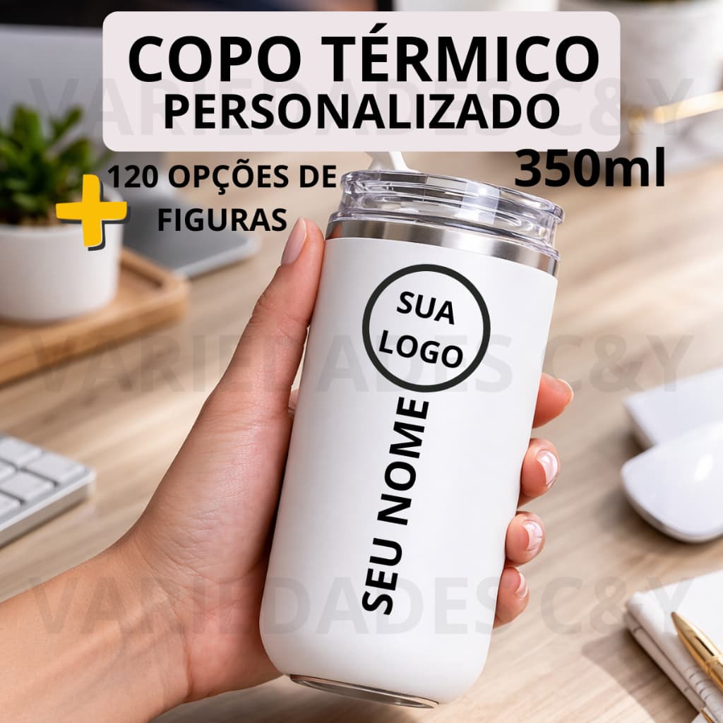 Copo Térmico Personalizado com sua Logo Nome Profissão Gravação a Laser de Alta Qualidade