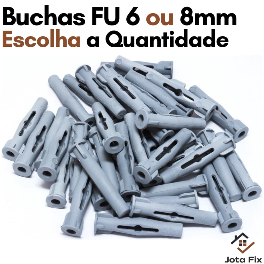 Bucha Tijolo Baiano Furado 6mm 8mm 10mm Pacote Buchas para Bloco Oco Kit 50 100 200 500 Bucha FU Baiana
