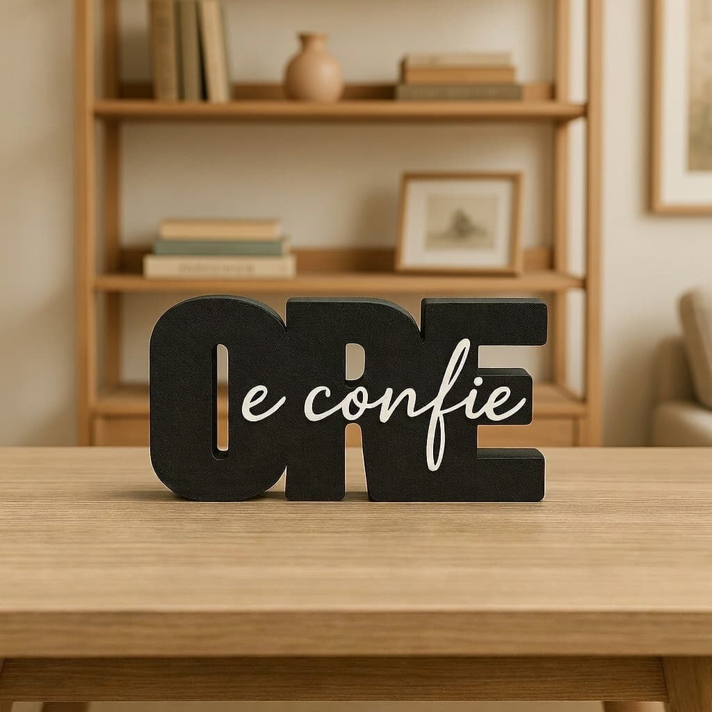 Ore e Confie Letreiro Decorativo Cristão 3D Decoração Sala