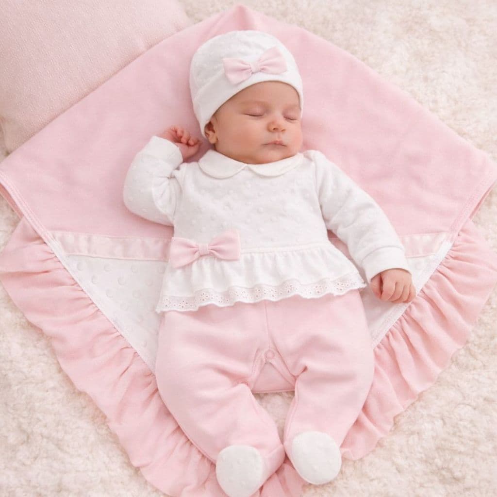 Saída Maternidade 4 Peças Booble Soft Branca 100% Algodão - Kit Maternidade Soft Luxo Quentinha