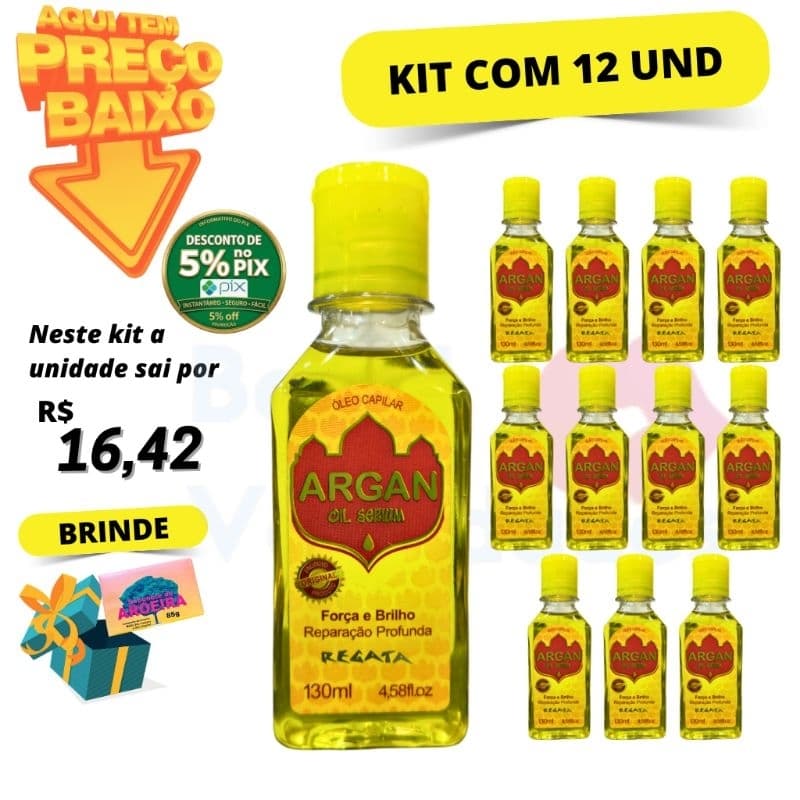 Kit com 12 Óleo de Argan Regata 130ml