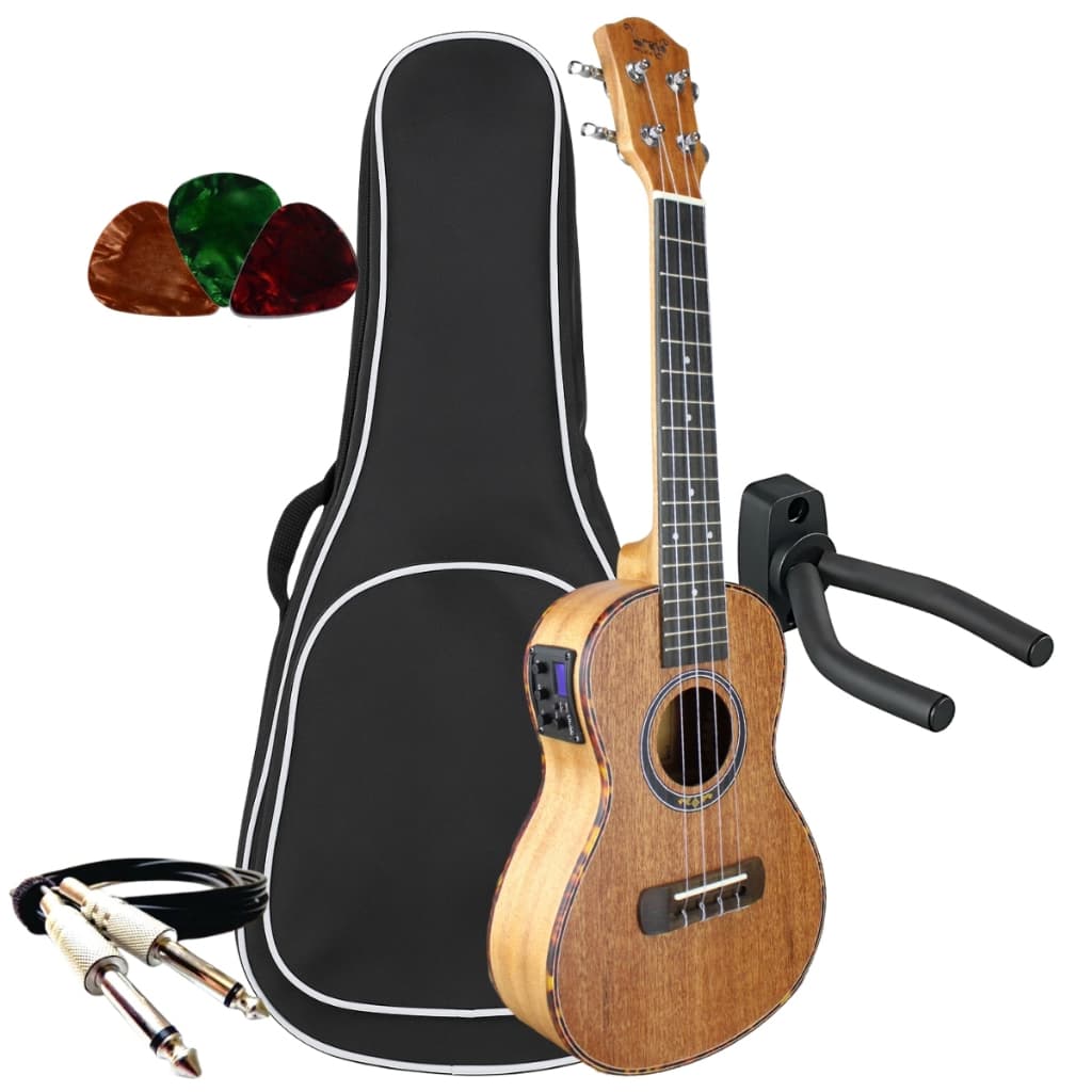 Kit Ukulele Bravo Buk423 Eletroacustico Com Afinador Concert 23 Polegadas + Acessórios Capa Palheta Cabo P10